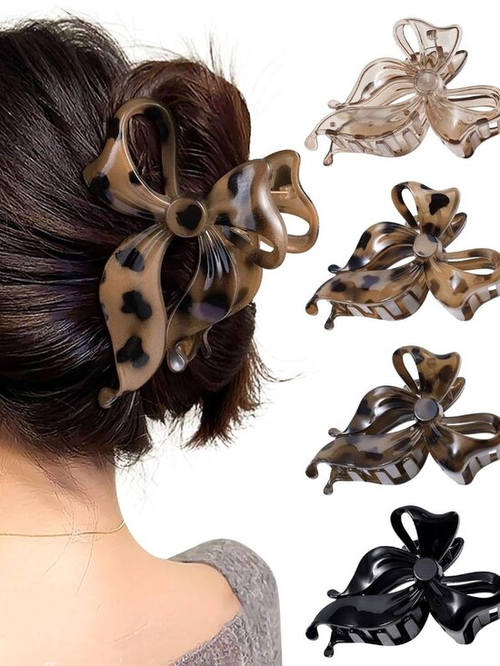 Accessories - 4 Pack Cute Bow Claw Clip for Women, Nonslip Large Matte Strong Hold Bows Hair C